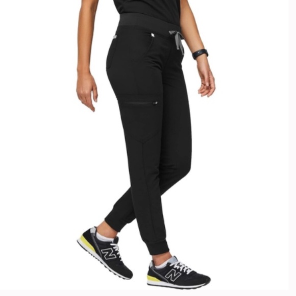 Figs Pants - FIGS Zamora Jogger Scrub Solid Black Yoga Waistband Size Medium